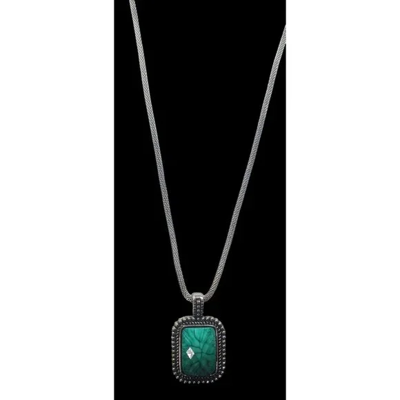 Funky Faceted Turquoise Tone Pendant Necklace - Picture 2 of 6